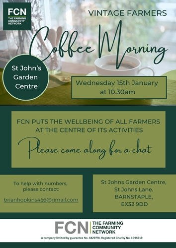 Poster advertising the Vintage Farmers Coffee Morning